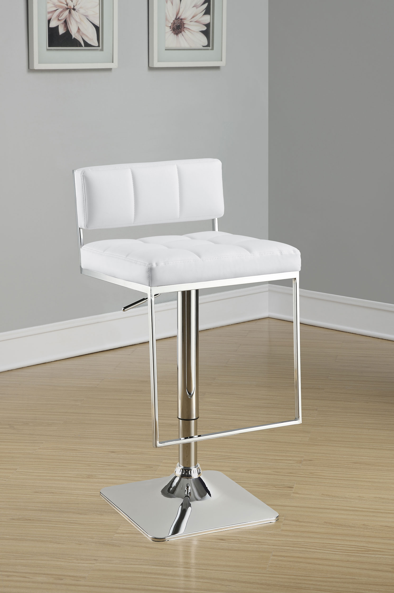 Alameda Adjustable Bar Stool Chrome and White - Image 2