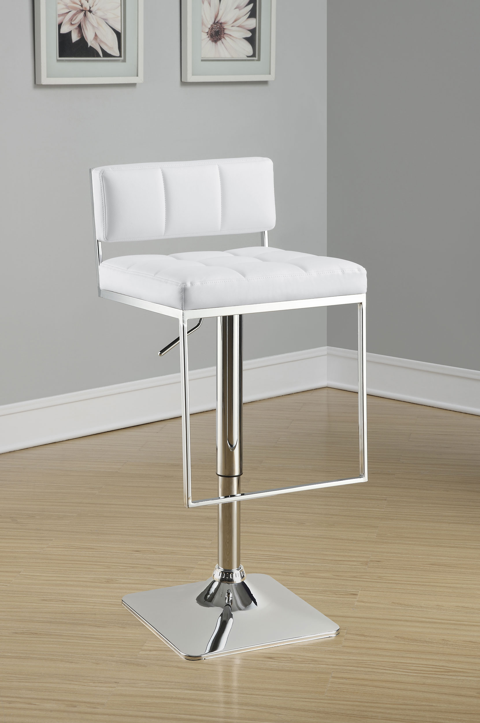 Alameda Adjustable Bar Stool Chrome and White - Image 3
