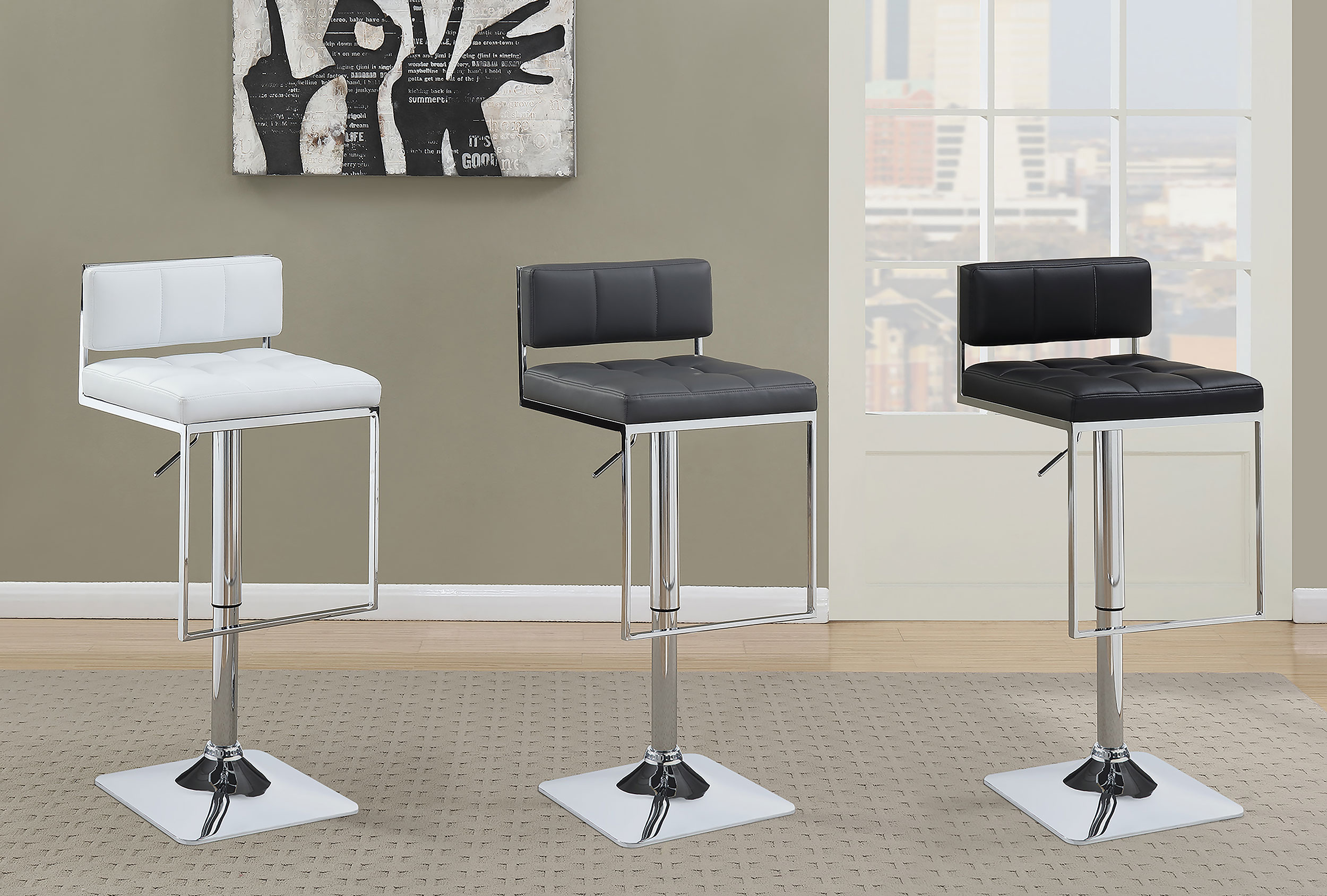 Alameda Adjustable Bar Stool Chrome and White - Image 11