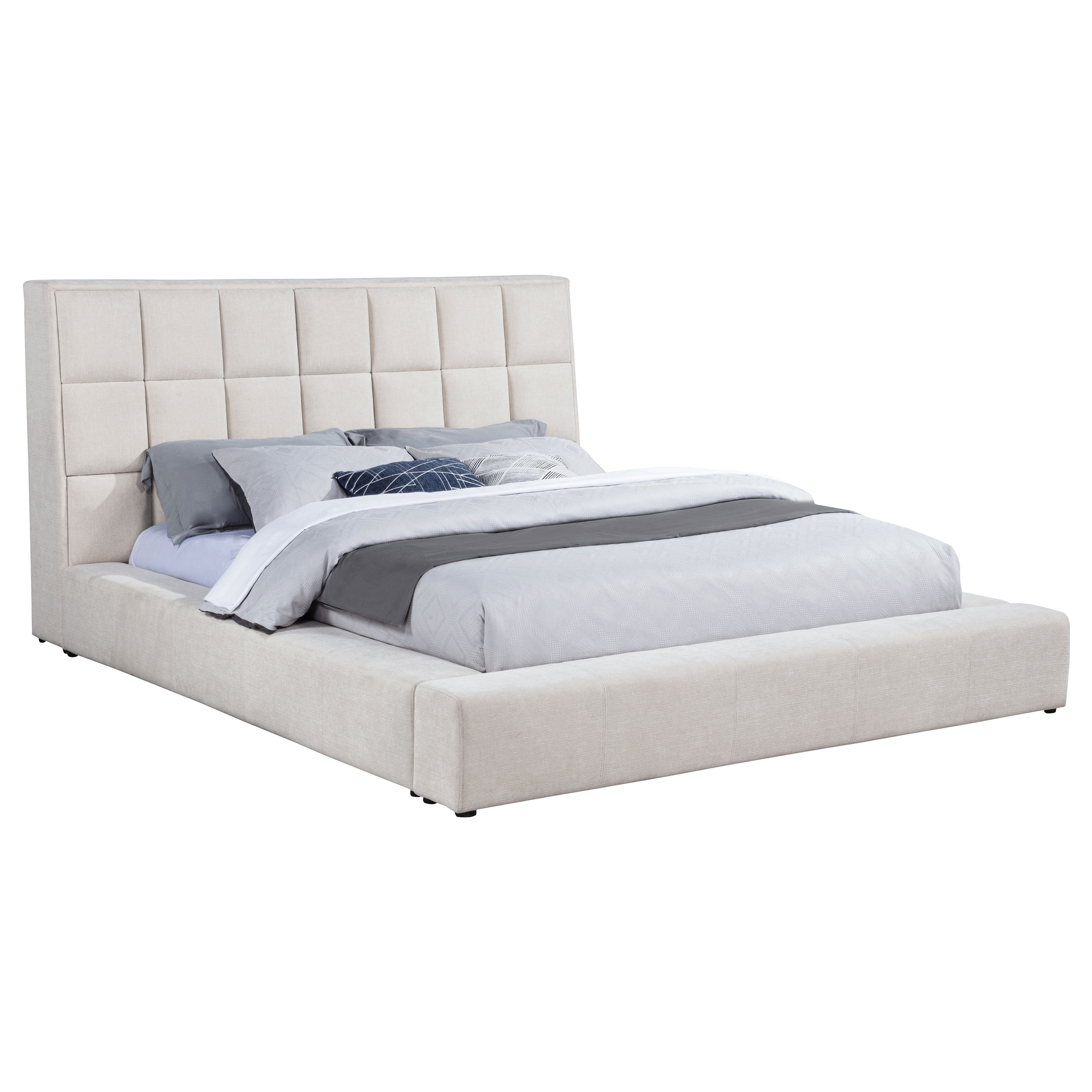 Dreux Upholstered Queen Panel Platform Bed Cream - Image 4