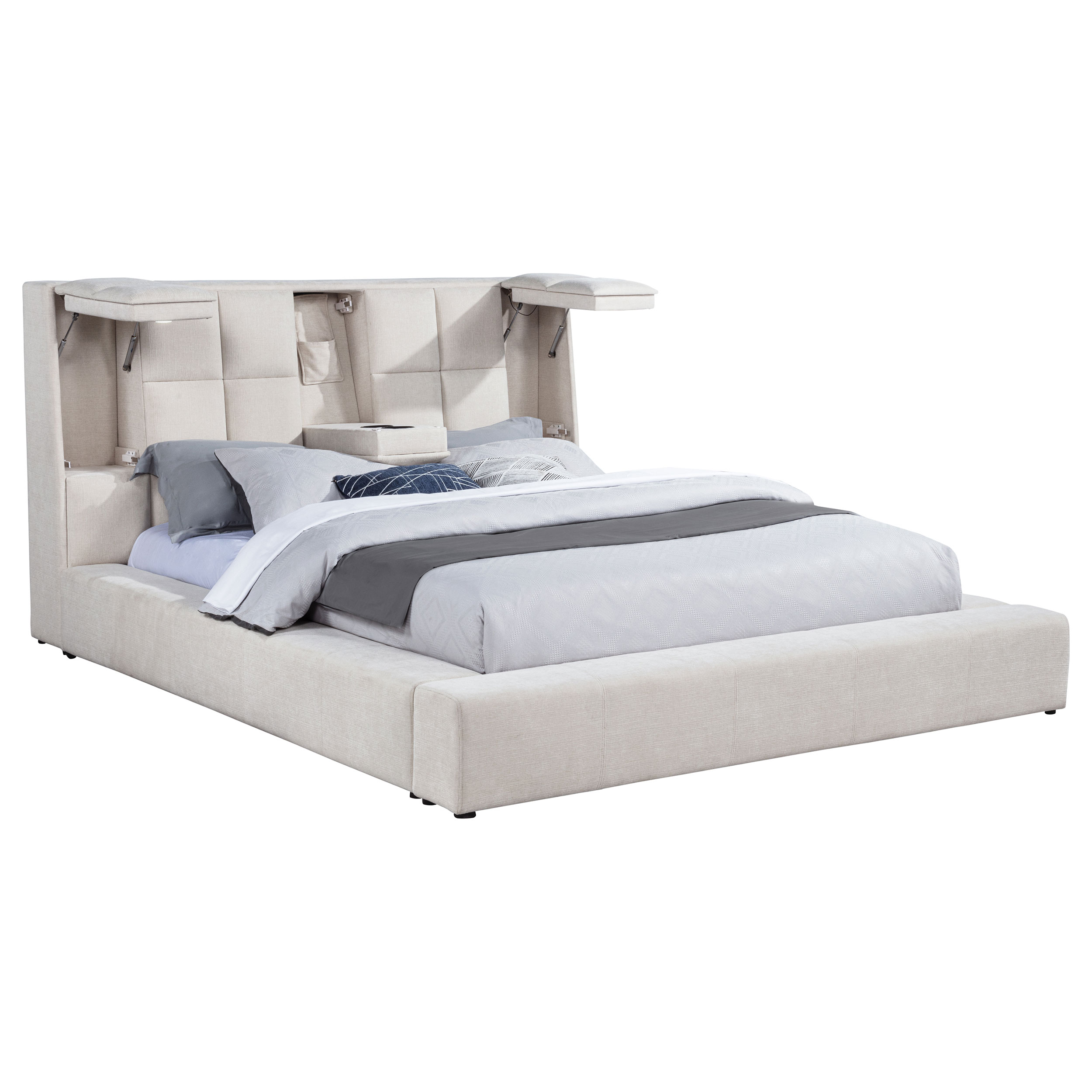 Dreux Upholstered Queen Panel Platform Bed Cream - Image 5