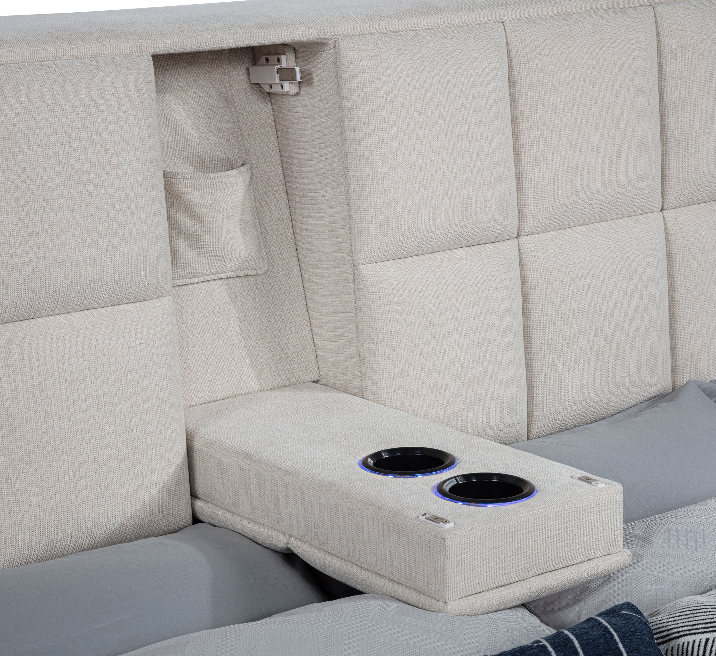 Dreux Upholstered Queen Panel Platform Bed Cream - Image 12