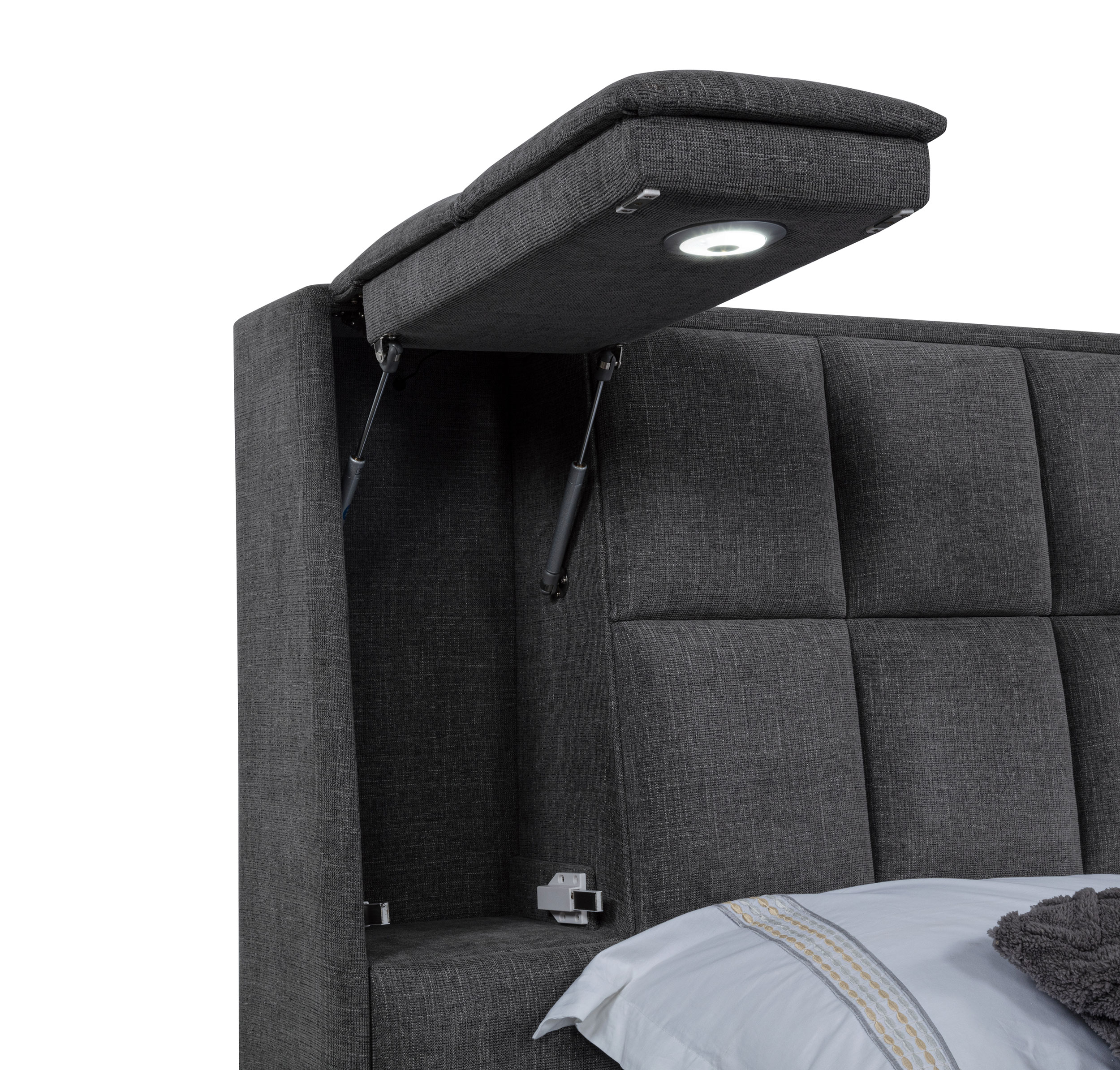 Dreux Upholstered Eastern King Panel Platform Bed Grey - Image 11