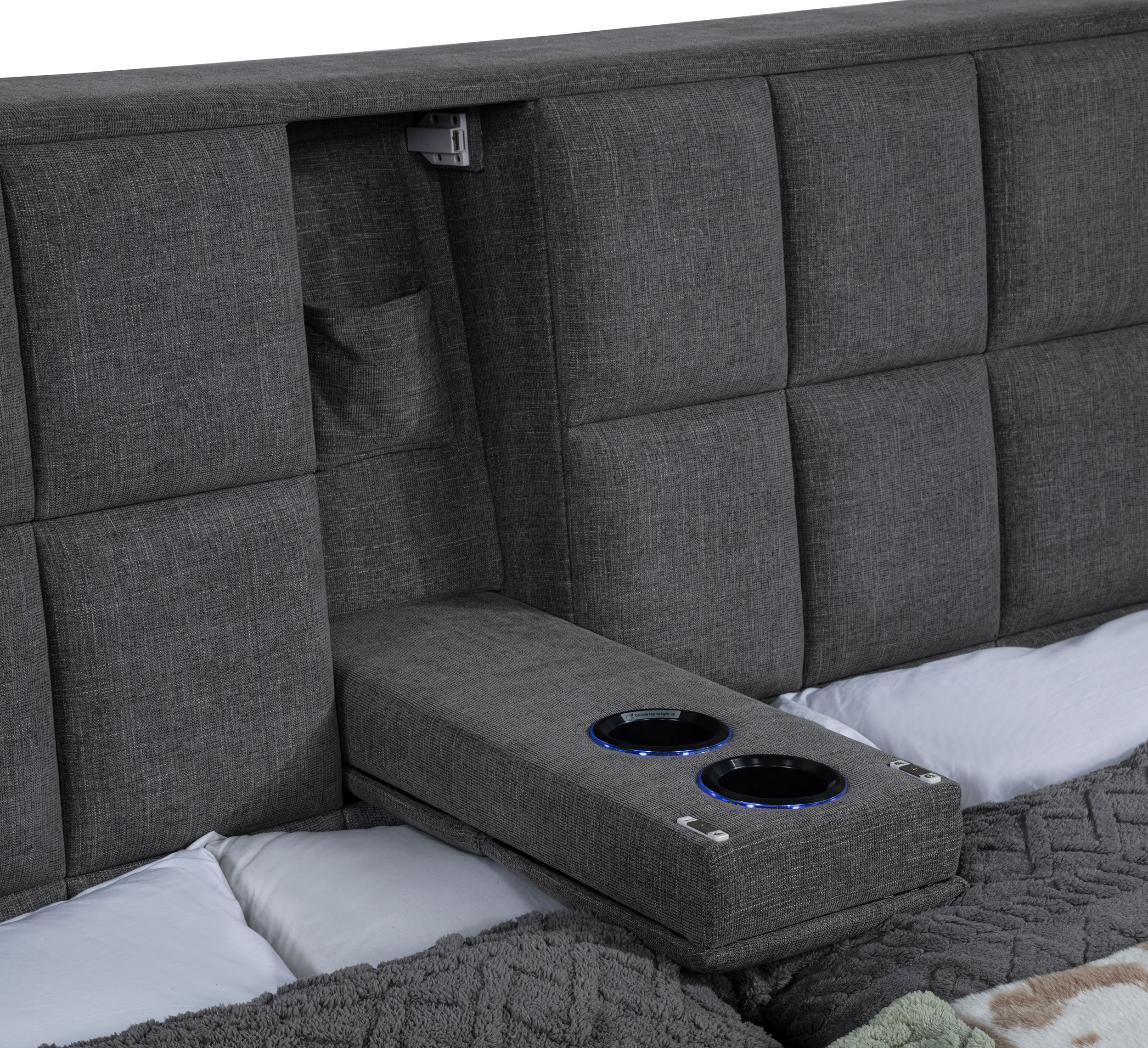 Dreux Upholstered Eastern King Panel Platform Bed Grey - Image 12