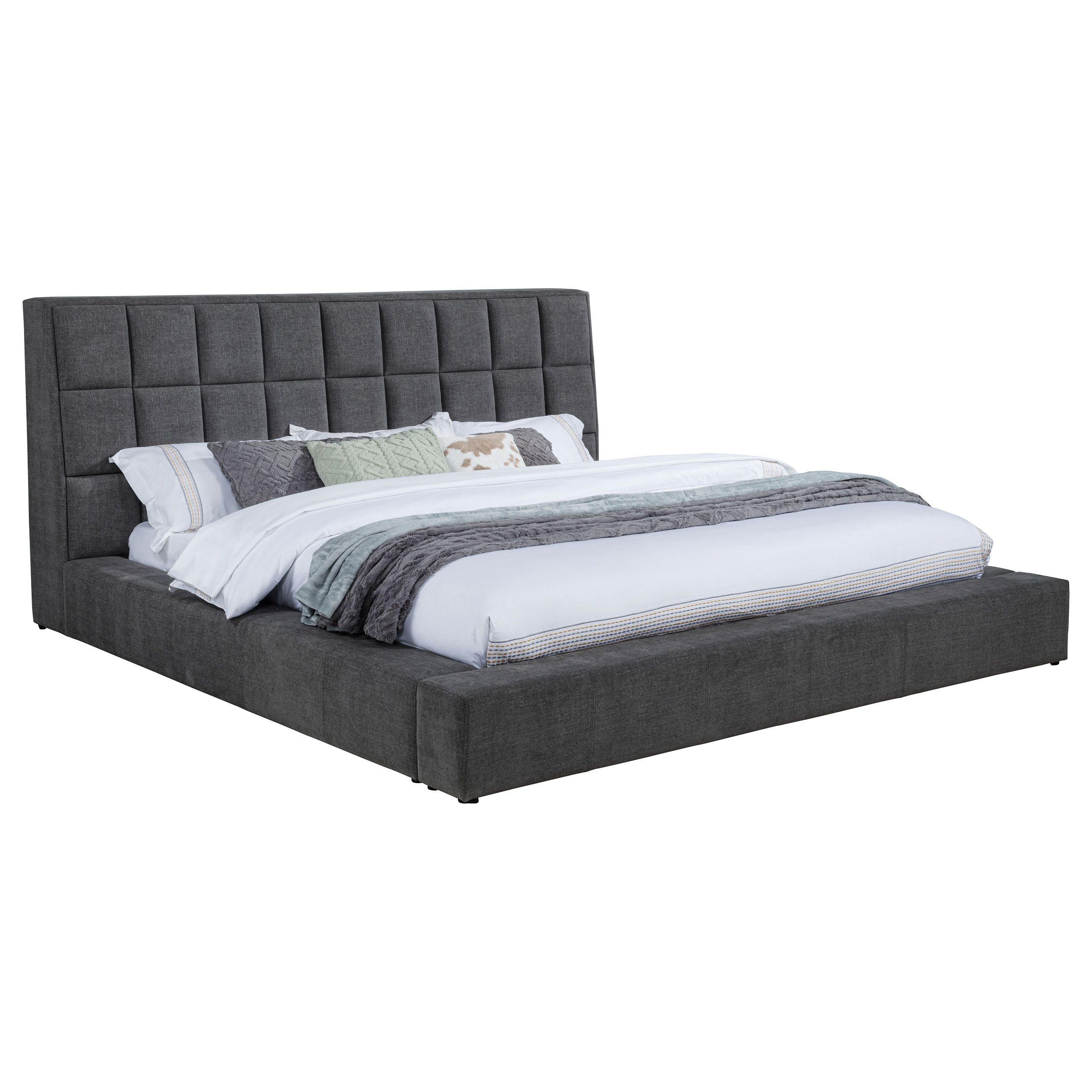 Dreux Upholstered Queen Panel Platform Bed Grey - Image 4