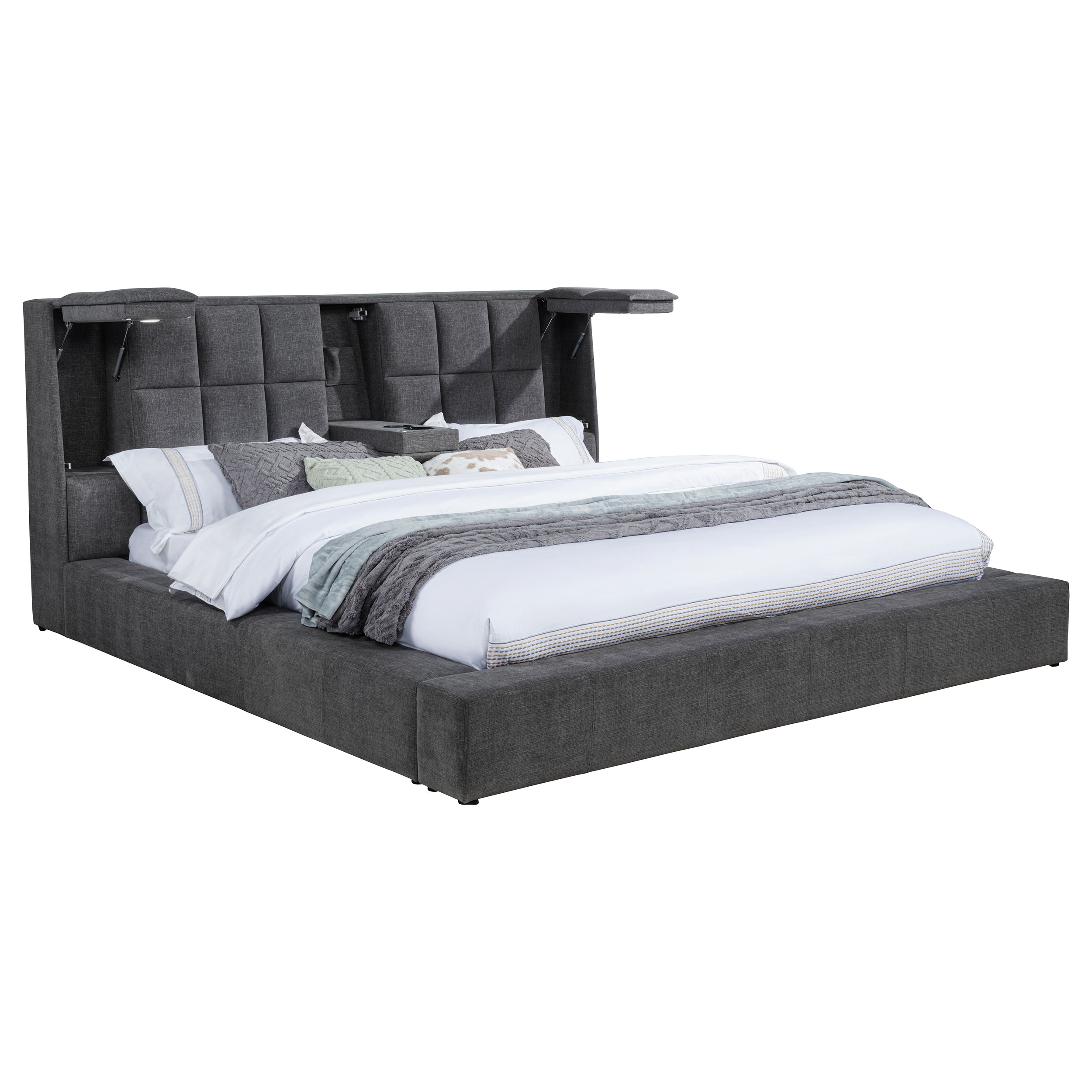 Dreux Upholstered Queen Panel Platform Bed Grey - Image 5