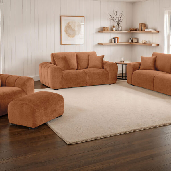 Burnett 4-piece Chenille Upholstered Sofa Set Burnt Orange
