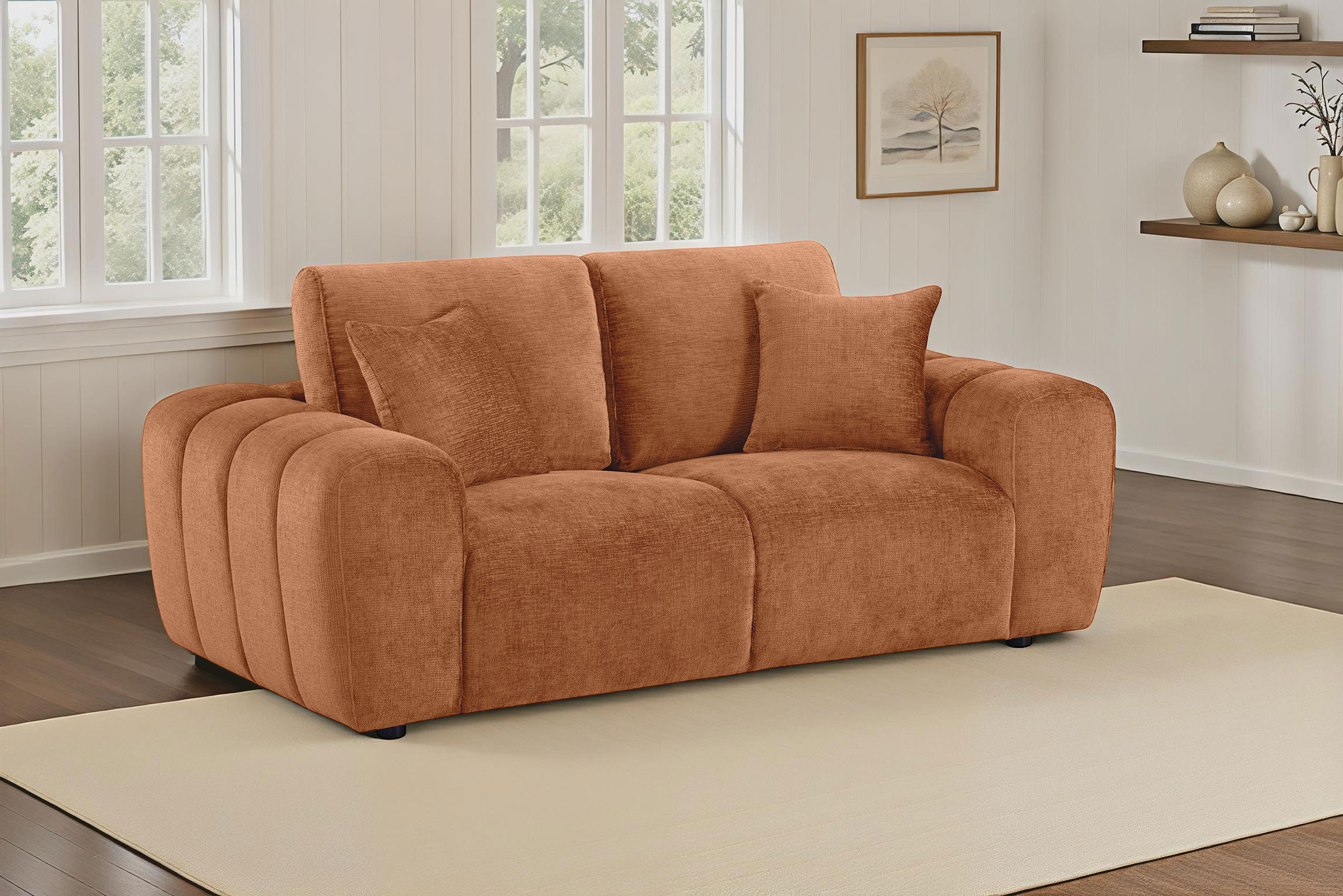 Burnett Chenille Upholstered Wide Arm Loveseat Burnt Orange - Image 2