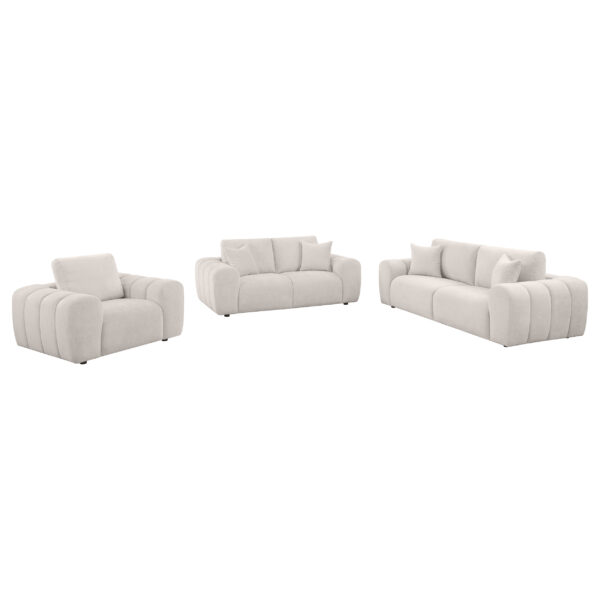 Burnett 3-piece Chenille Upholstered Sofa Set Ivory