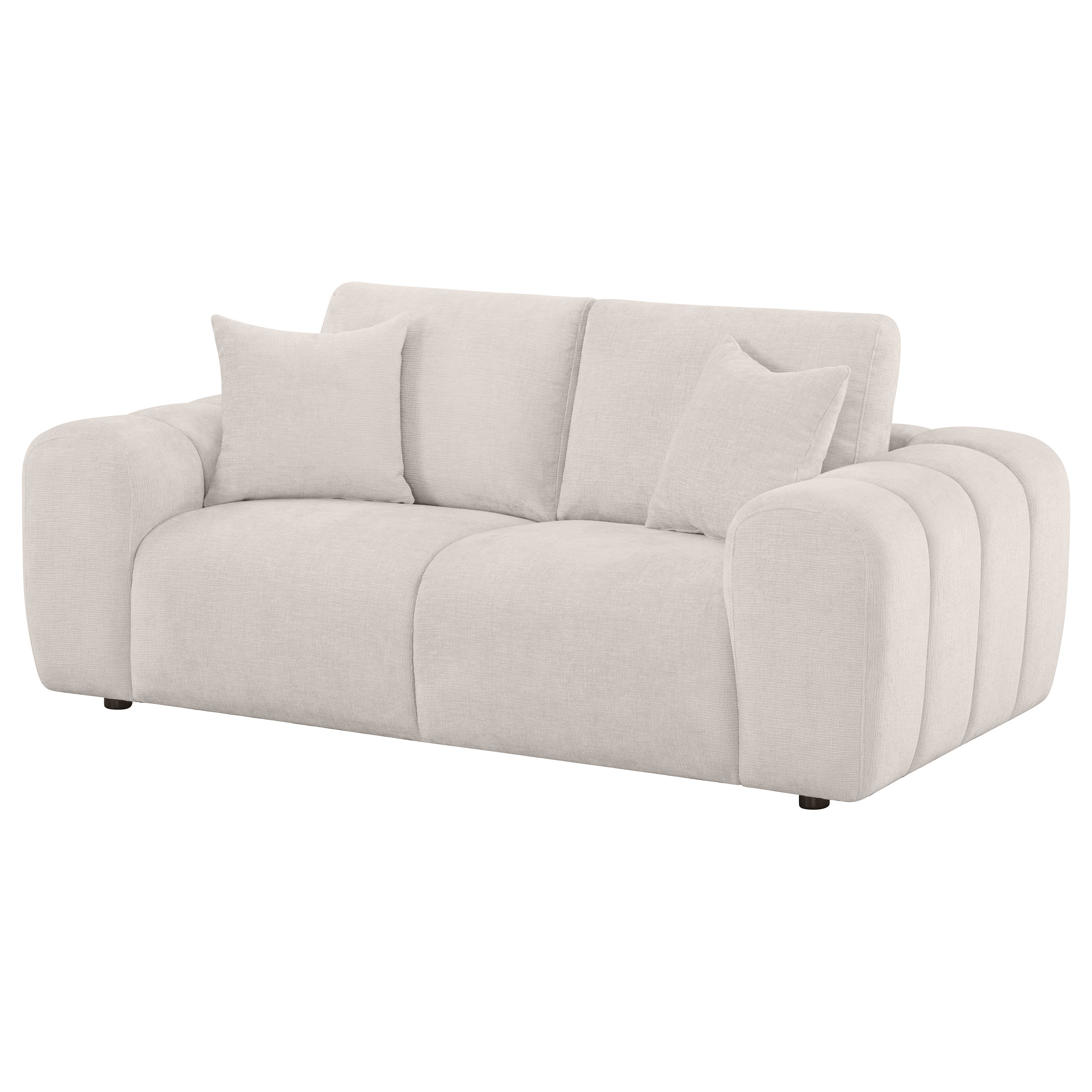 Burnett Chenille Upholstered Wide Arm Loveseat Ivory - Image 3