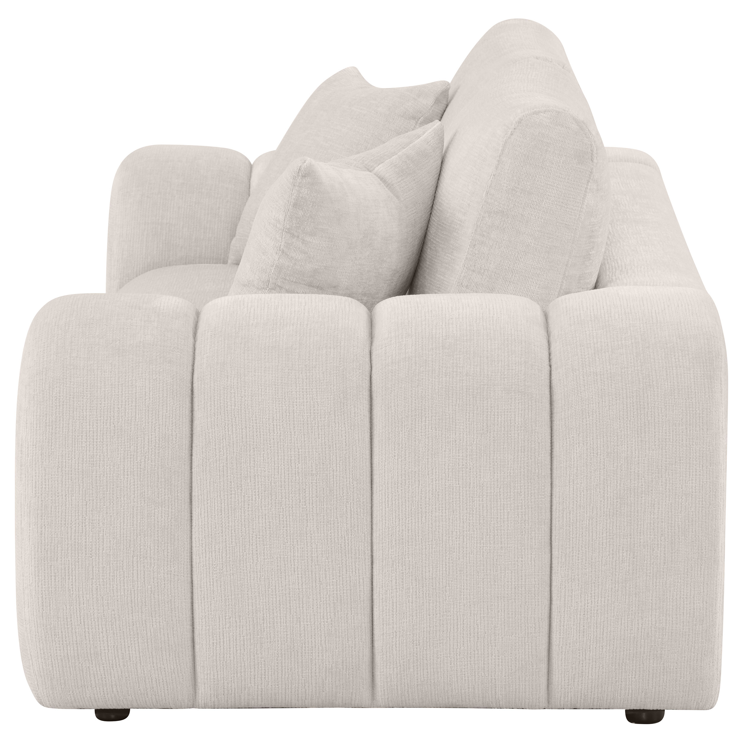 Burnett Chenille Upholstered Wide Arm Loveseat Ivory - Image 4