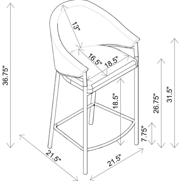 Fabric Upholstered Counter Stool Beige