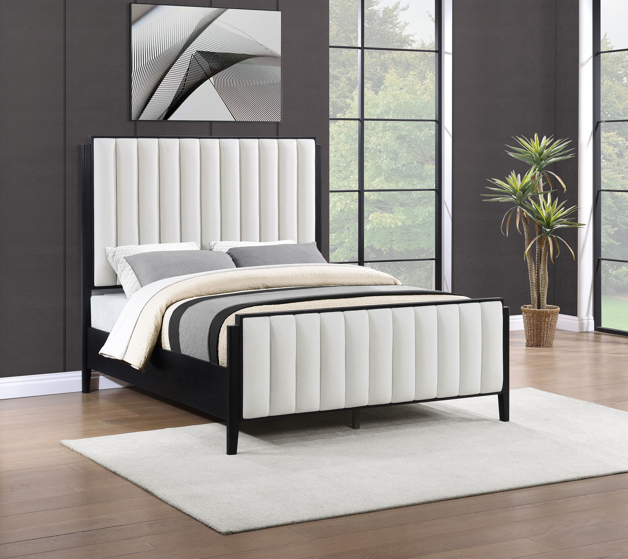 Brookmead 60-inch Upholstered Queen Bed Black - Image 2