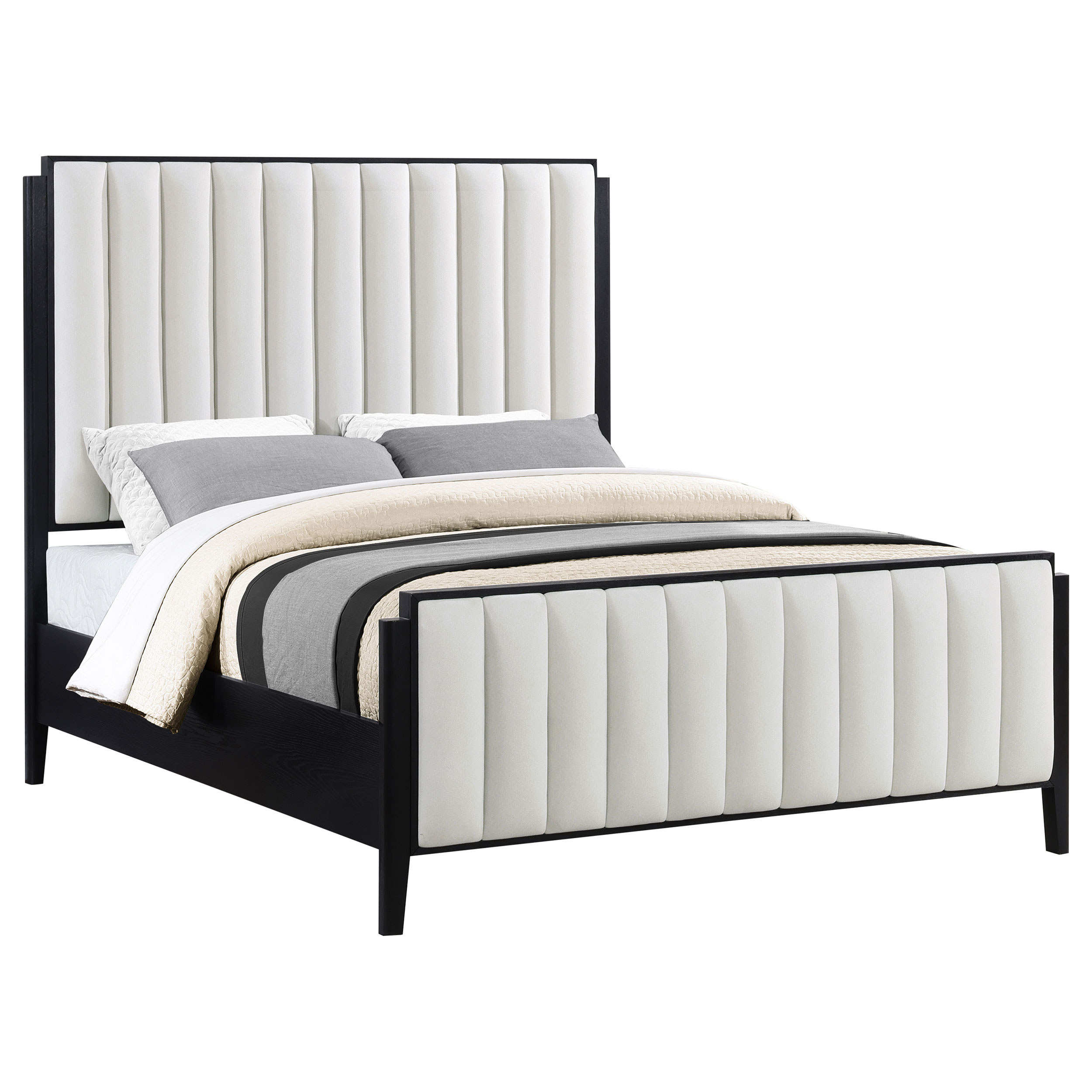 Brookmead 60-inch Upholstered Queen Bed Black - Image 3