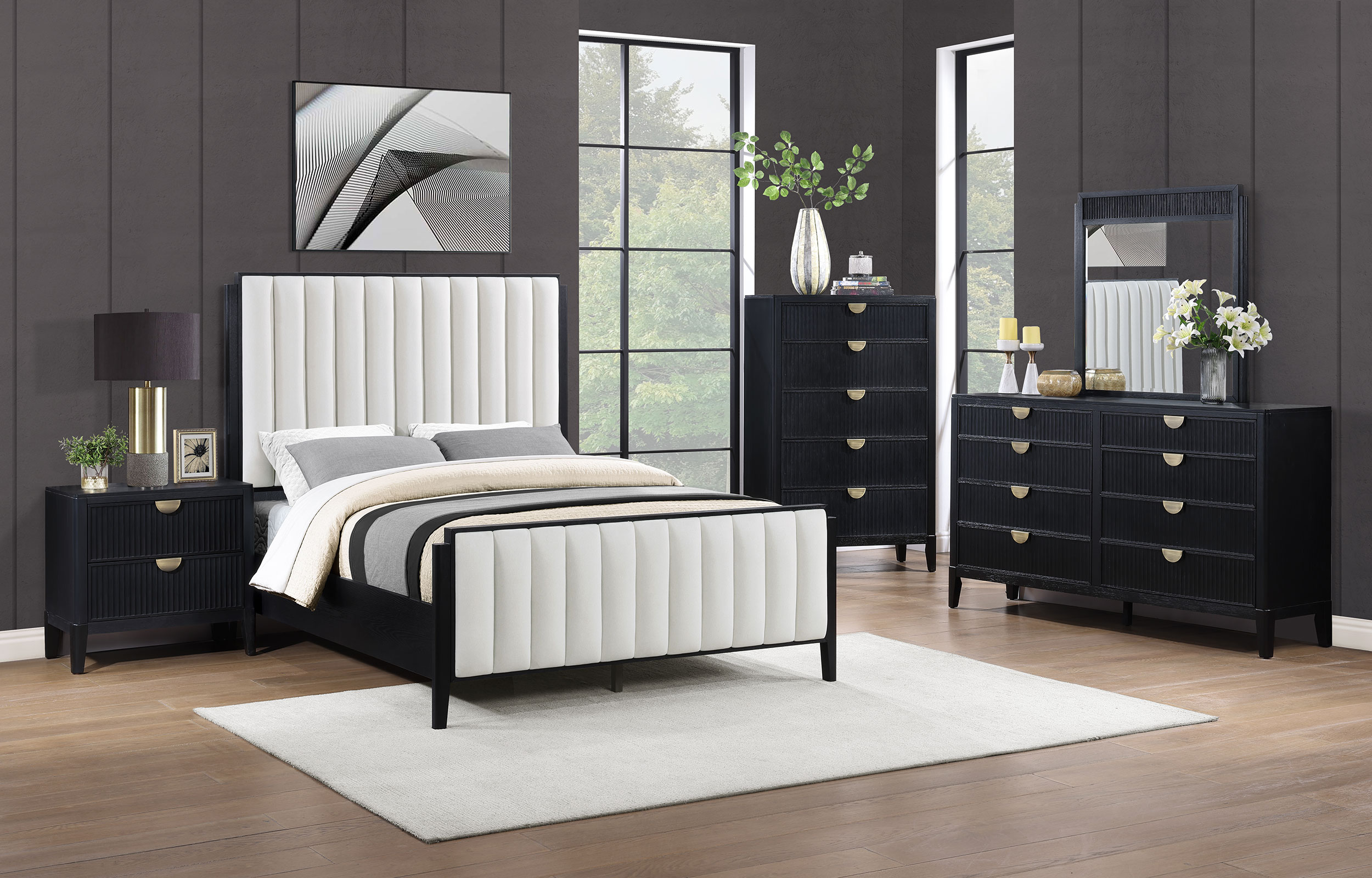 Brookmead 60-inch Upholstered Queen Bed Black - Image 9