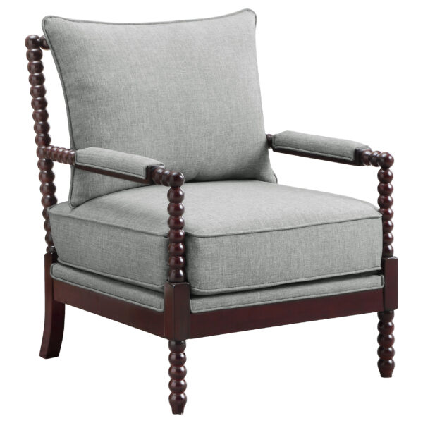Blanchett Upholstered Bobbin Accent Chair Grey and Cappuccino